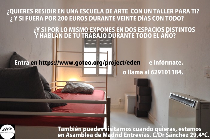 Residencia durante veinte días + taller para trabajar + dar a conocer tu trabajo en Madrid.  